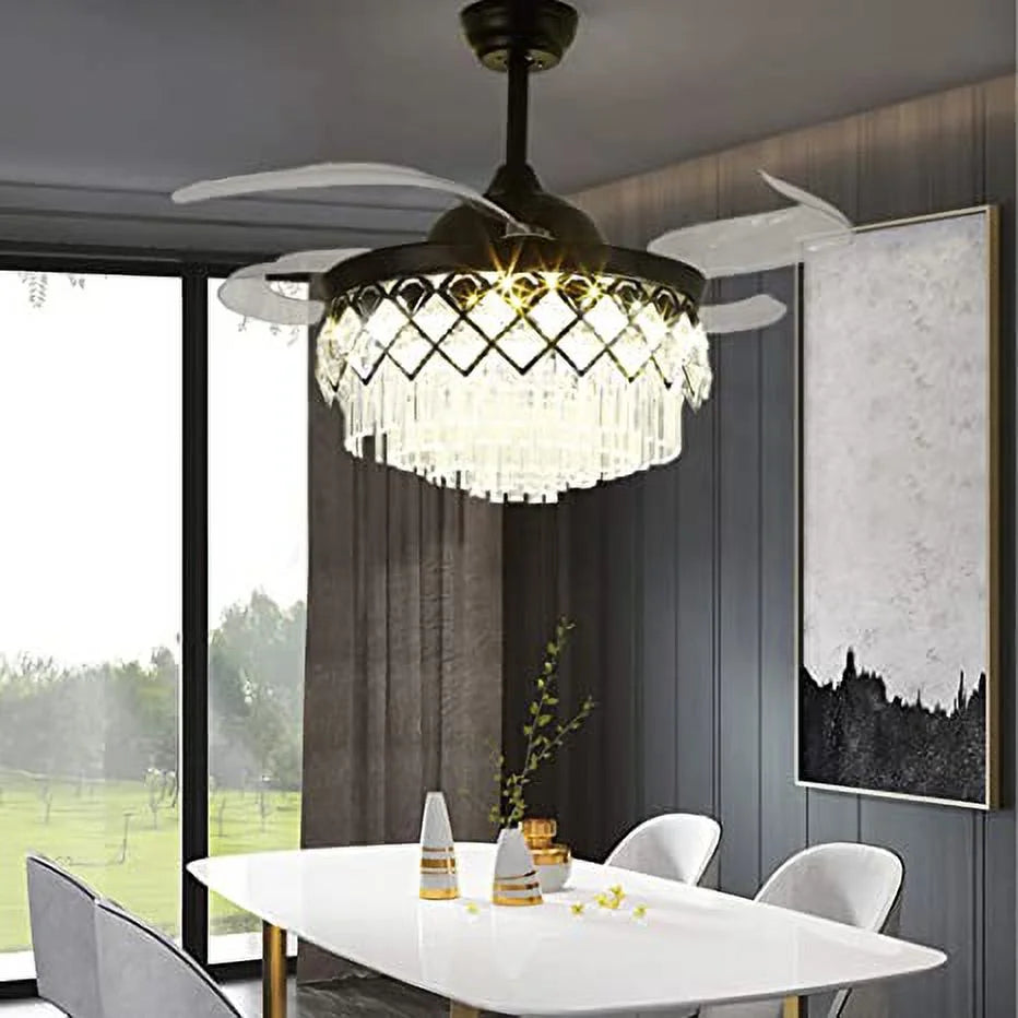 Black 42 inch LED Ceiling Fan with Lights and Remote E146