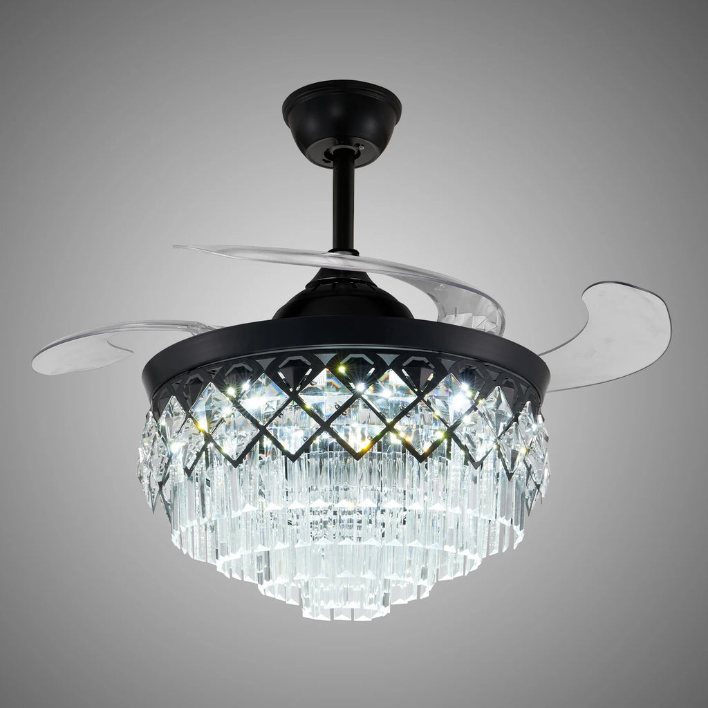 Black 42 inch LED Ceiling Fan with Lights and Remote E146