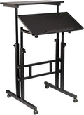 Vintage Oak Adjustable Rolling Standing Desk D678111