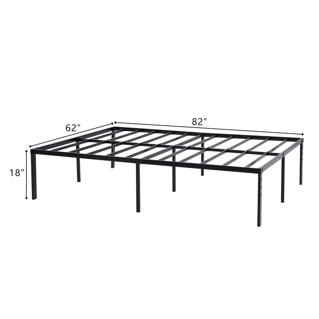Black Queen Size Metal Bed Frame with Steel Slat Support H6060