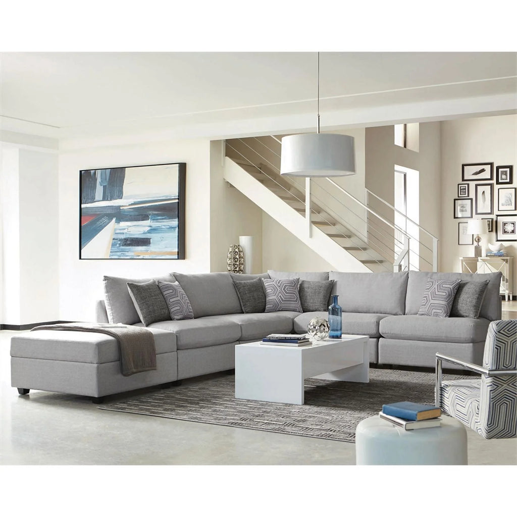 5-piece Fabric Upholstered Modular Sectional Gray C90495