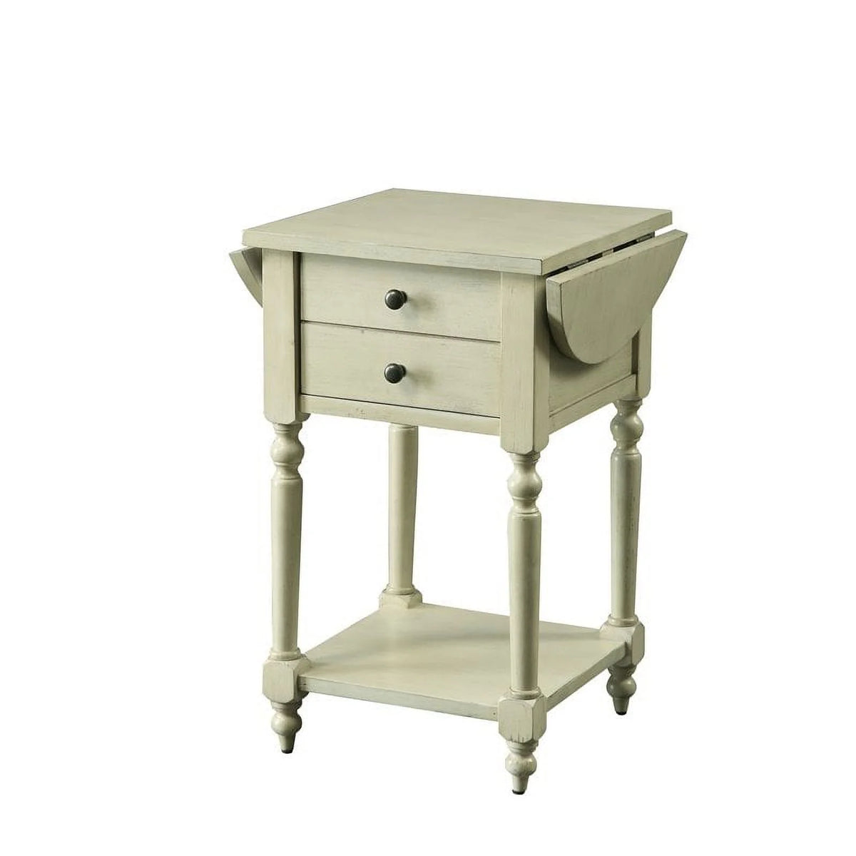 Antique White Wood Drop-Leaf Side Table U93173