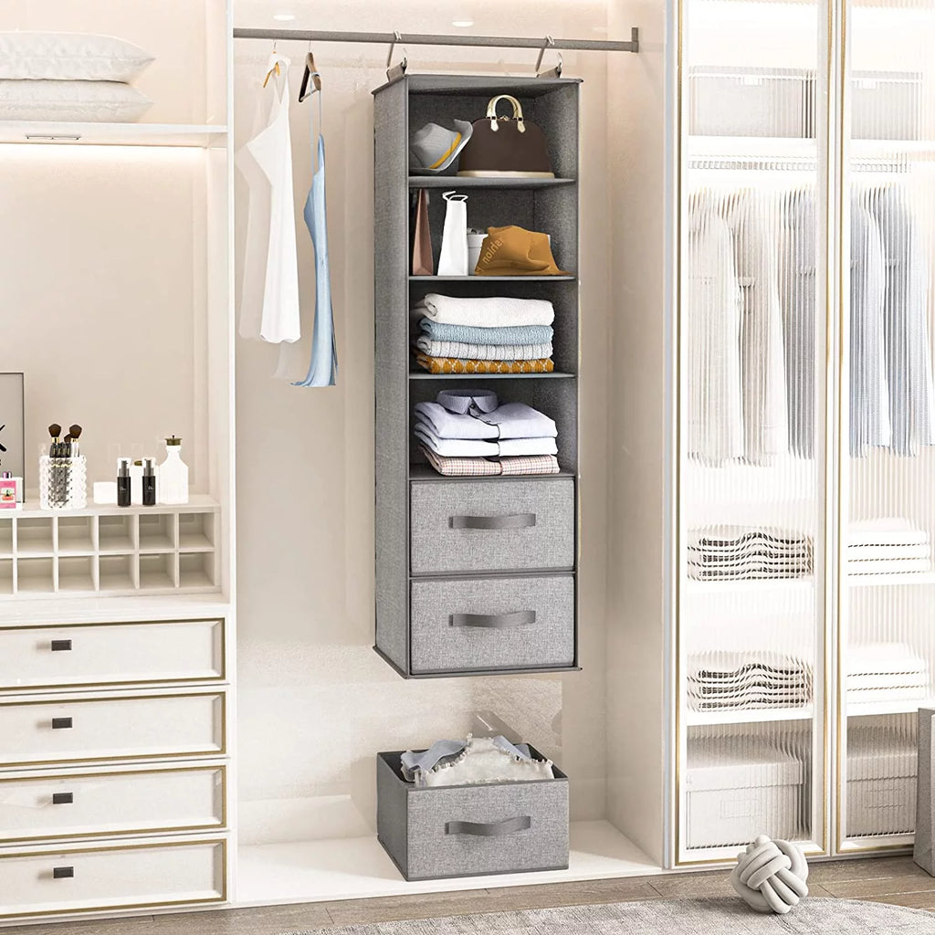 6 Shelf Hanging Closet Organizer with 3 Drawers T237893