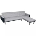 Fabric L-shaped Sofa Bed Black and Gray D578