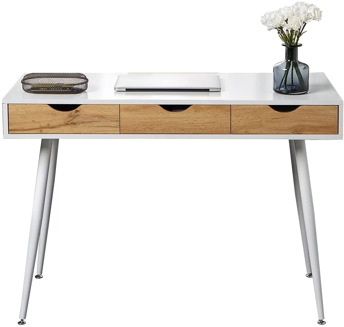 43in White Vanity Desk with 3 Drawers V85859