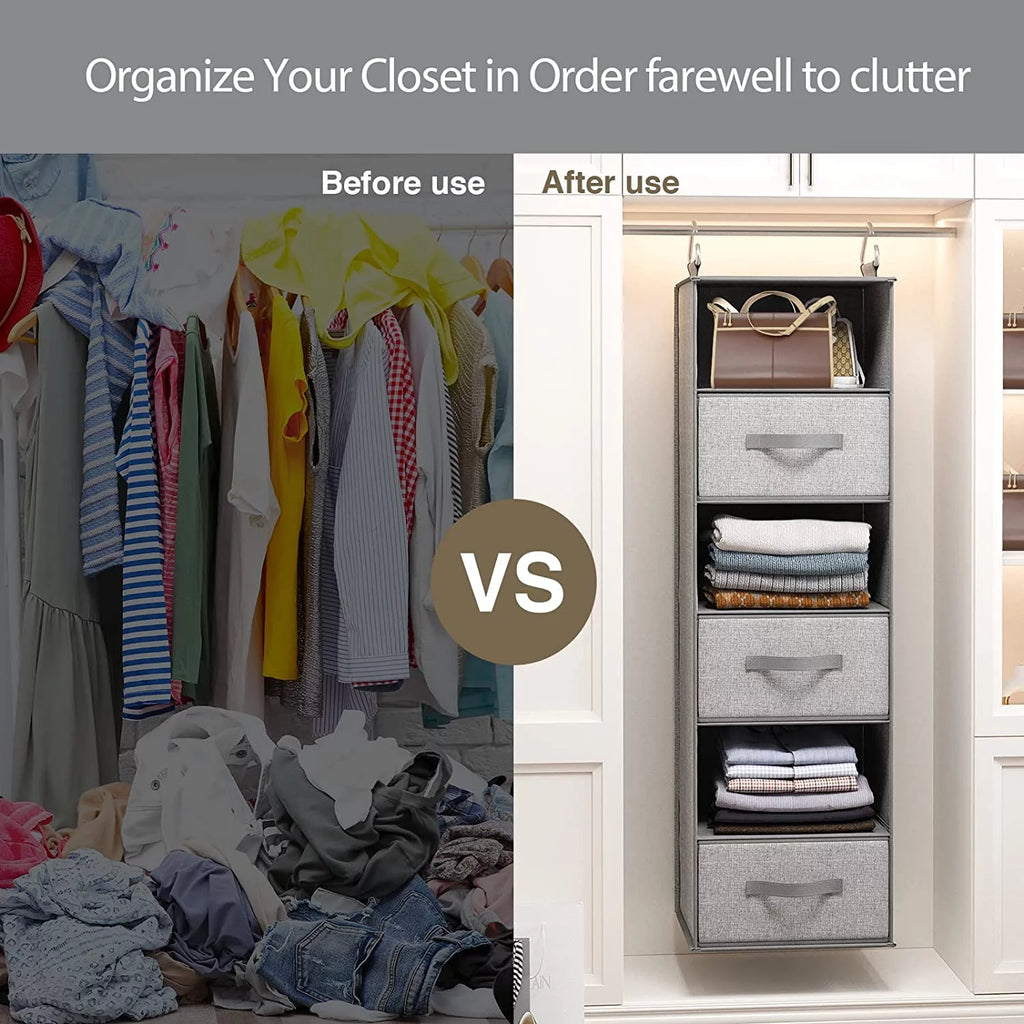 6 Shelf Hanging Closet Organizer with 3 Drawers T237893