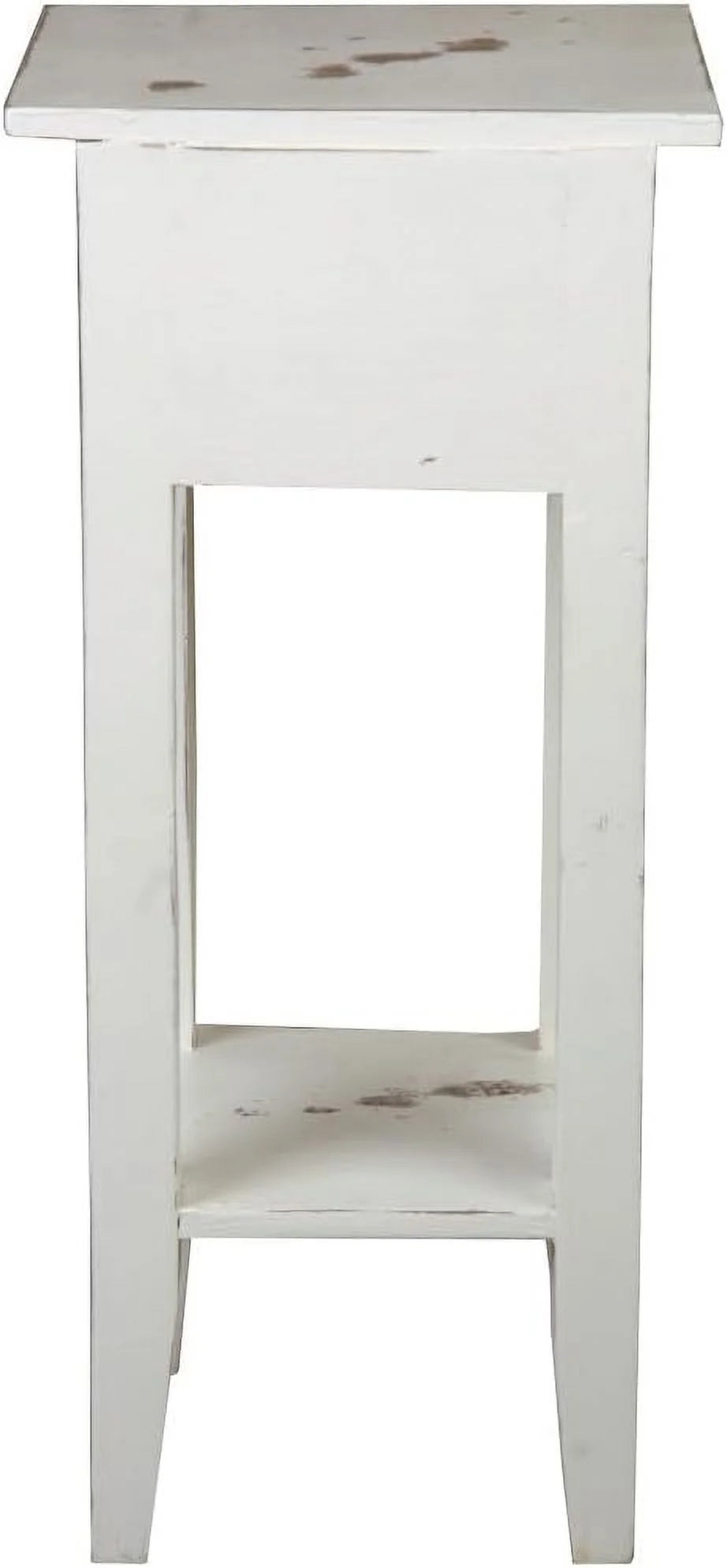 Narrow Distressed White Solid Wood Side End Table N71363