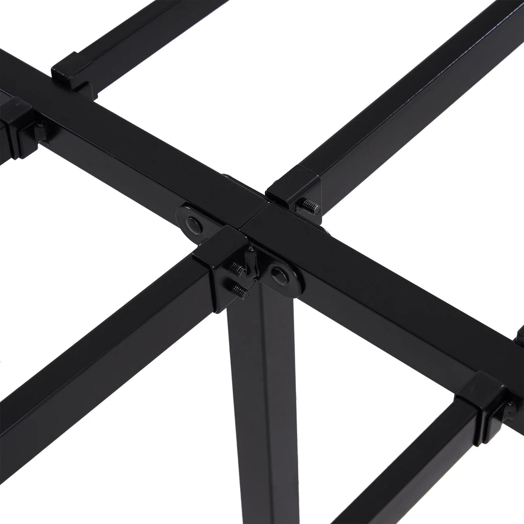 Black Queen Size Metal Bed Frame with Steel Slat Support H6060