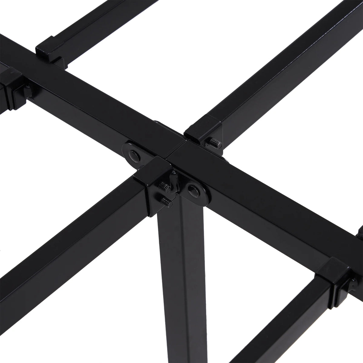 Black Queen Size Metal Bed Frame with Steel Slat Support H6060