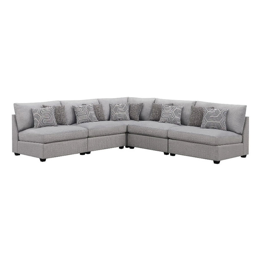 5-piece Fabric Upholstered Modular Sectional Gray C90495