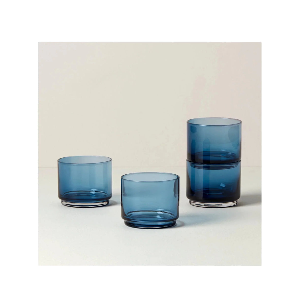 Blue 9 oz Short Glasses, 4 Count Q614043