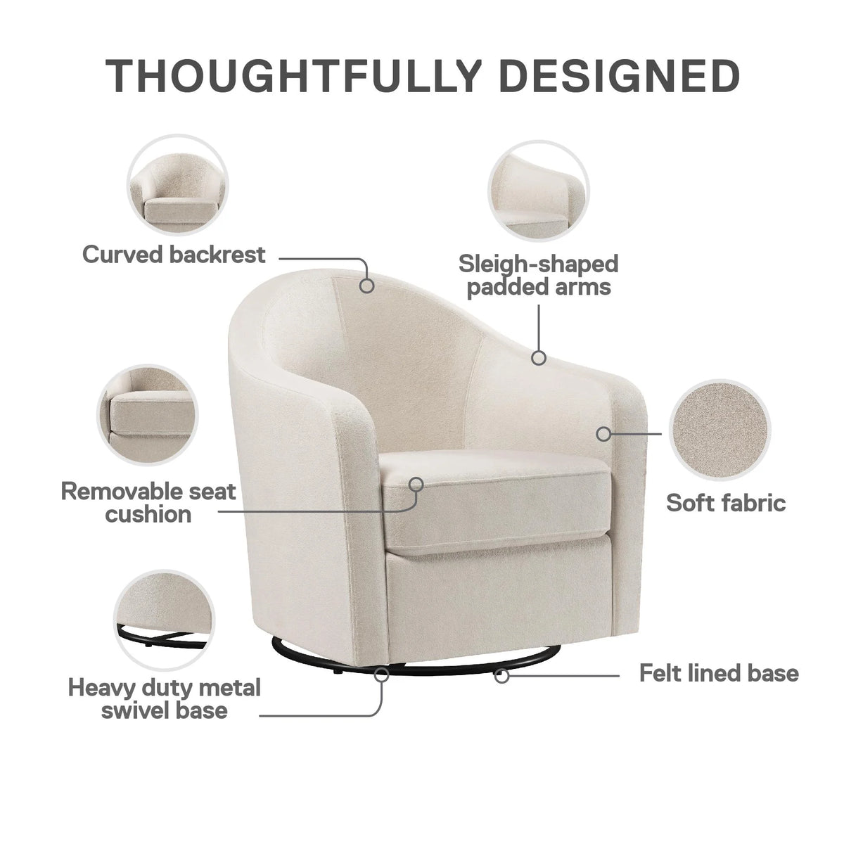 Ivory Velvet Curved Accent Chair L663748