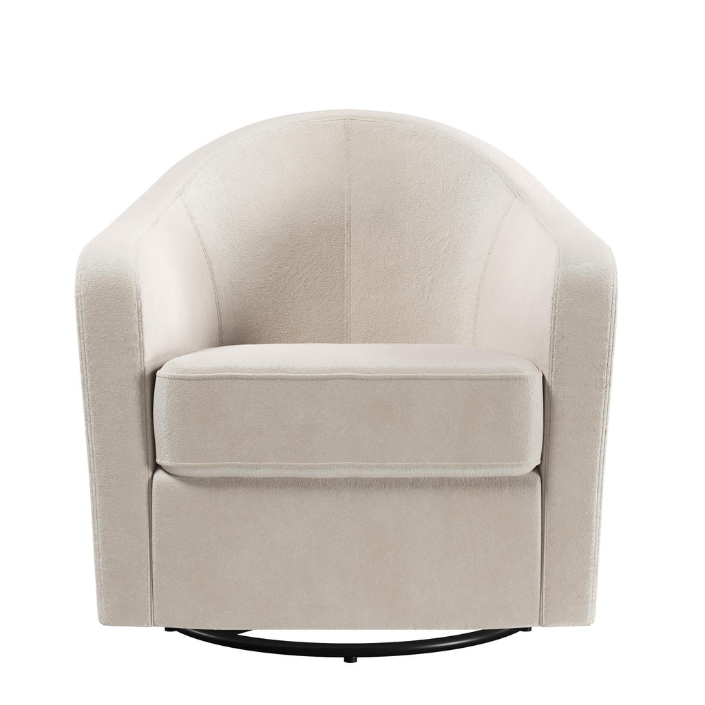 Ivory Velvet Curved Accent Chair L663748