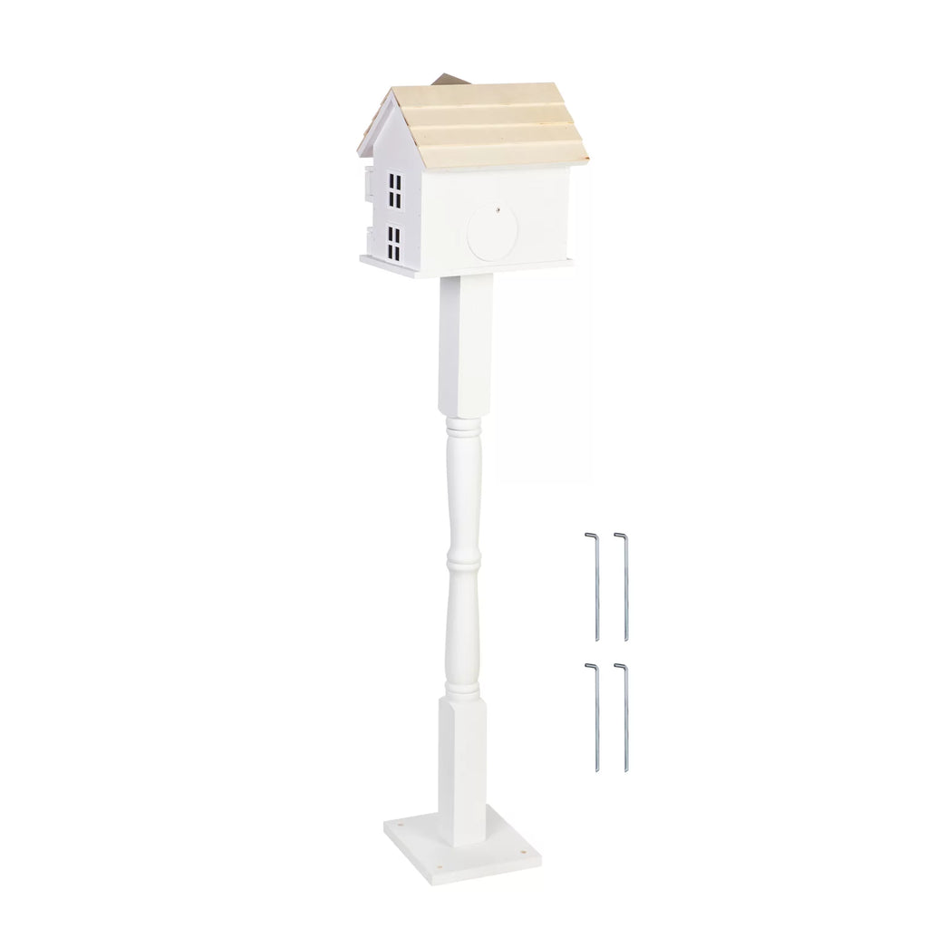 White Birdhouse with Post Y774188
