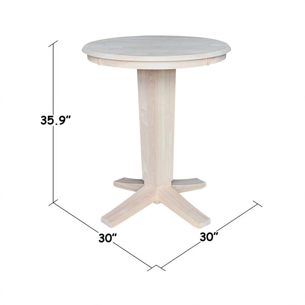 30" Solid Wood Round Top Pedestal Dining Table A5550