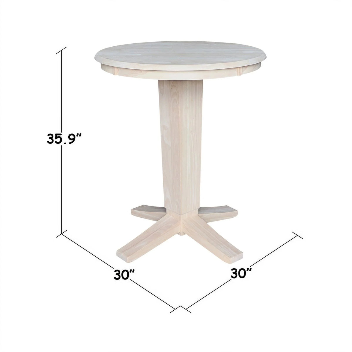 30" Solid Wood Round Top Pedestal Dining Table A5550