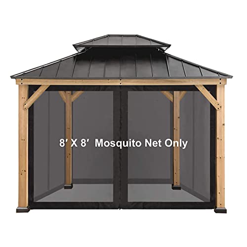 Universal Replacement Canopy Mosquito Netting Sidewalls for 10' x 10' Gazebo, Black E166