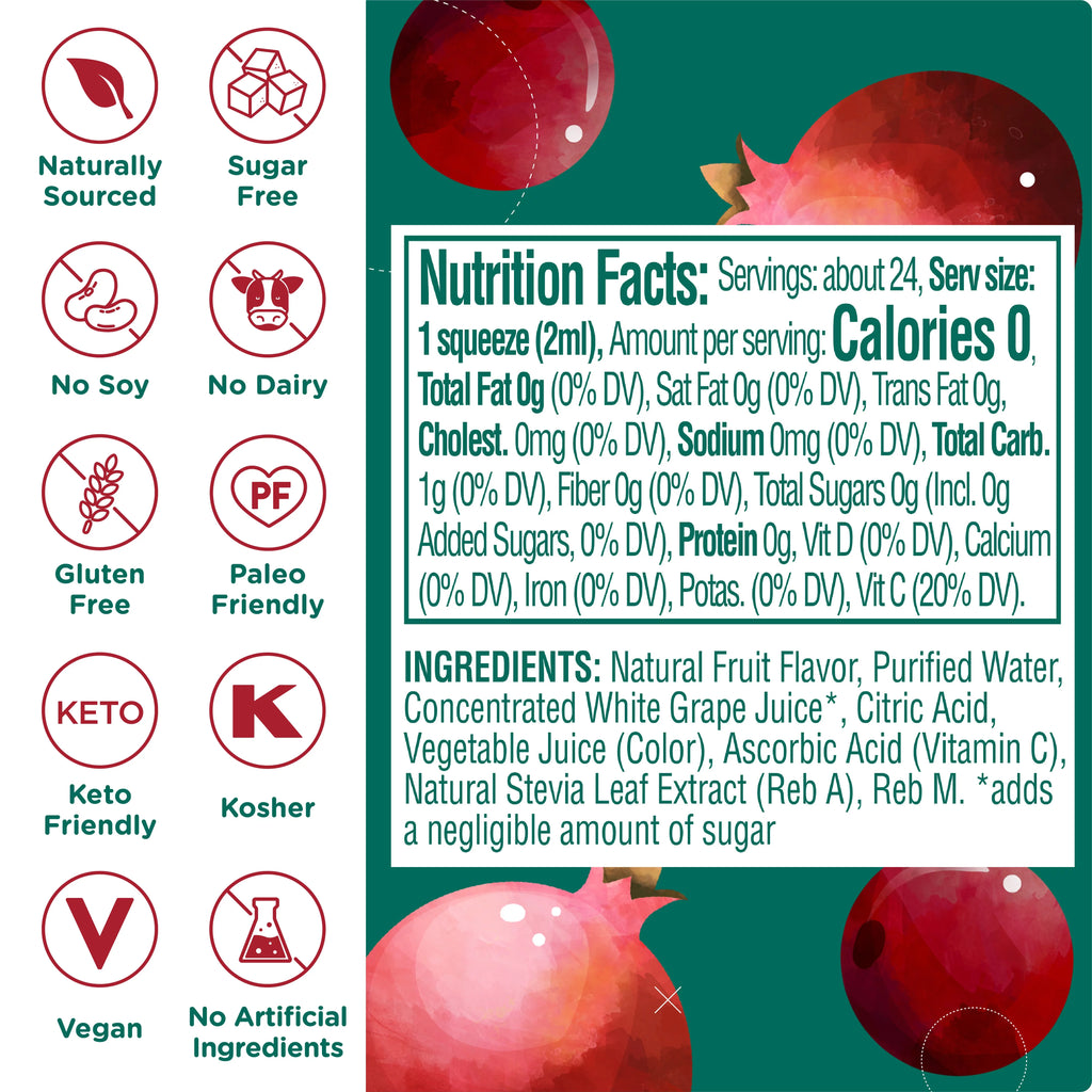 Pomegranate Cranberry Liquid Water Enhancer Drink Mix 1.62 fl oz Bottle 10 Pack Z5835