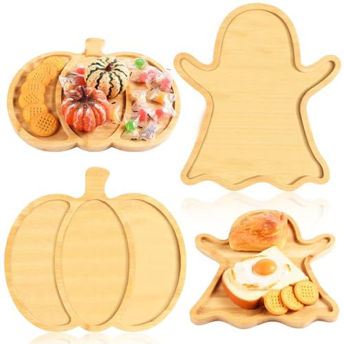 2 Pcs Christmas Tree and Santa Hat Shaped Wooden Serving Platters K193