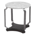 White Marble and Wood End Table M80134
