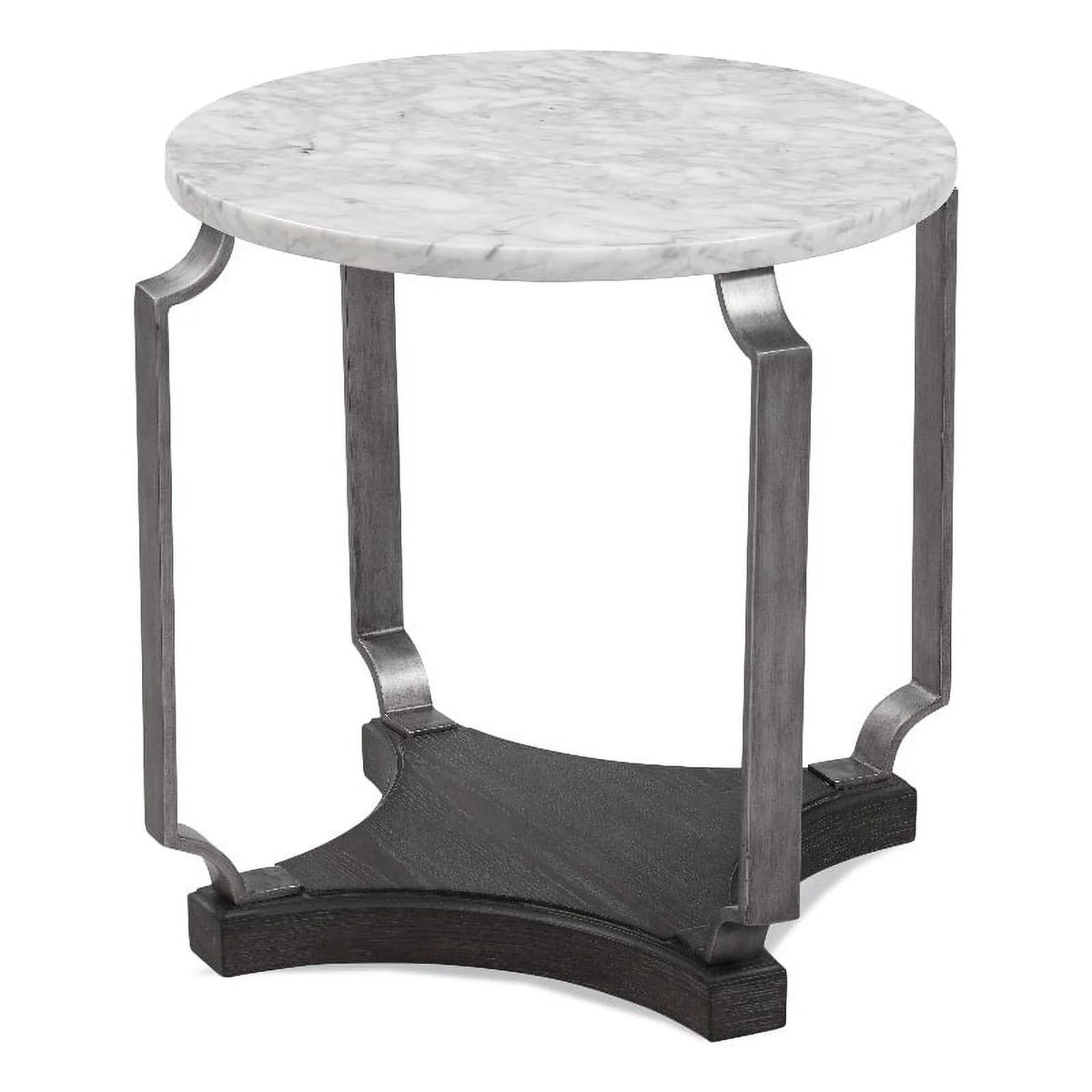 White Marble and Wood End Table M80134