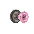 Antique Pewter Crystal Pink Glass Door Knob O330