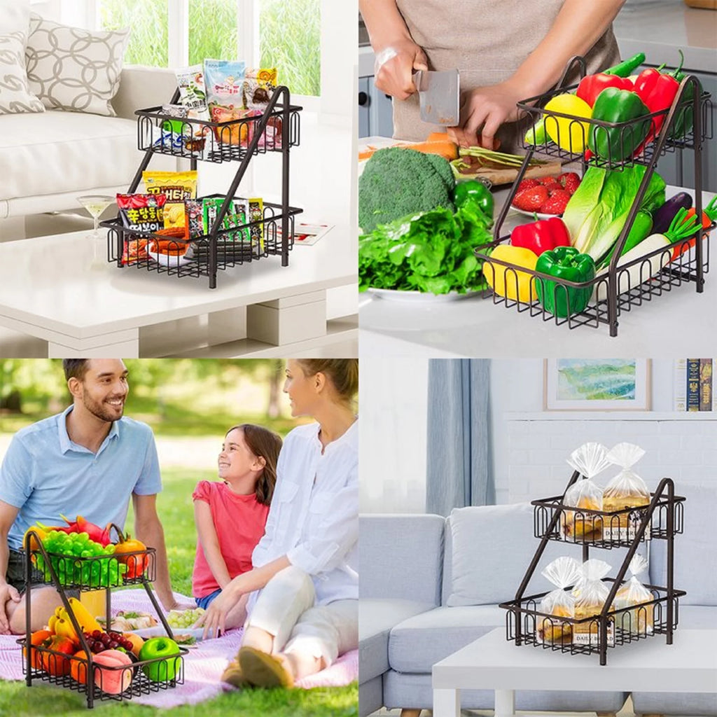 Bronze 2 Tier Metal Fruit Basket Z900260