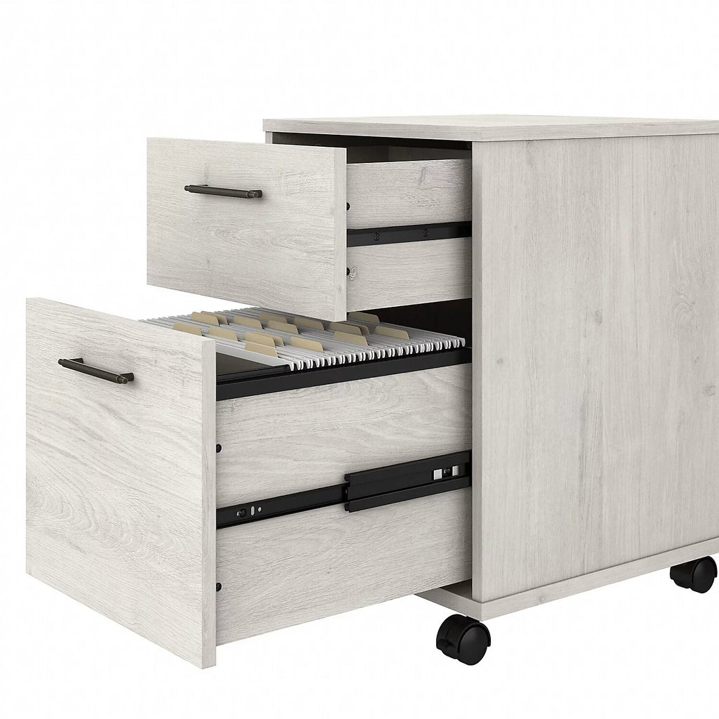 60W L Shaped Desk with Drawers and Bookcase in White Z2012