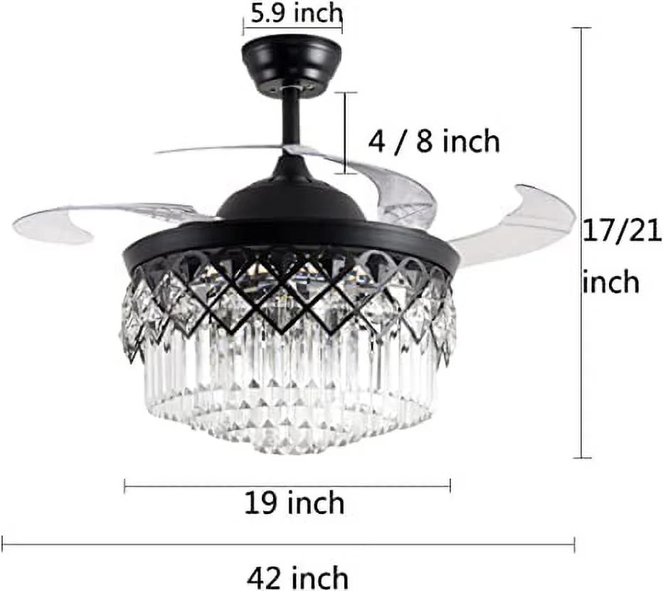 Black 42 inch LED Ceiling Fan with Lights and Remote E146