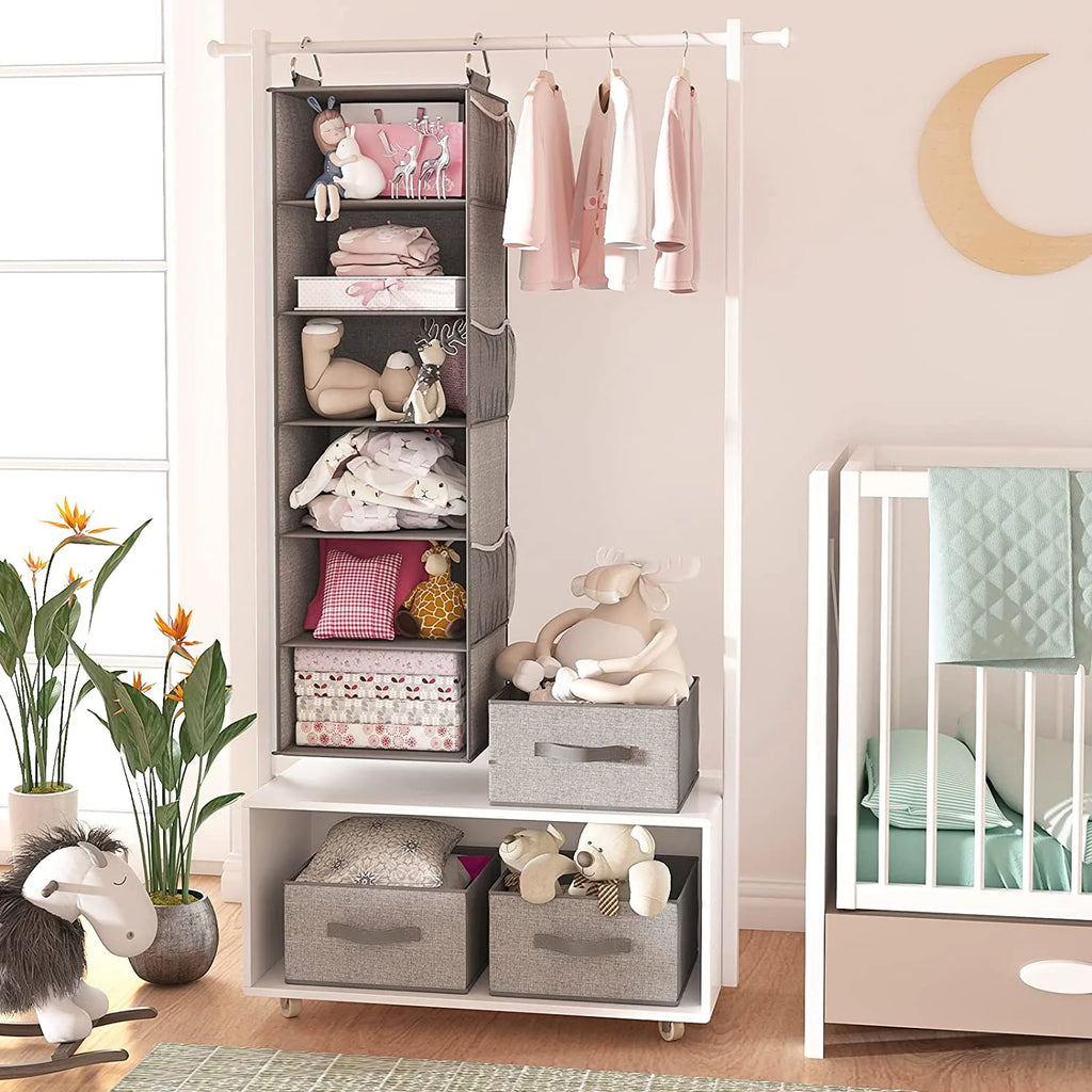 6 Shelf Hanging Closet Organizer with 3 Drawers T237893