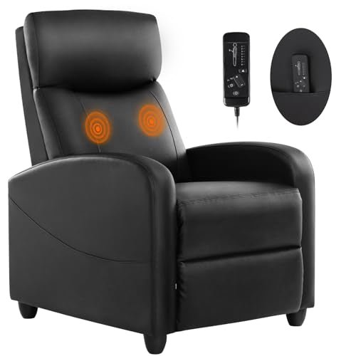 Black Adjustable Massage Recliner Chair with Lumbar Support R9810
