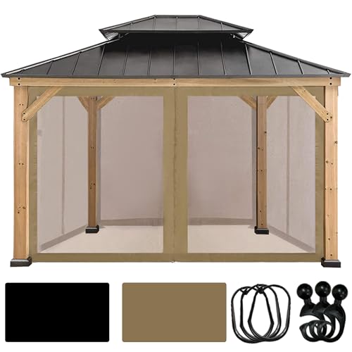 Universal Replacement Canopy Mosquito Netting Sidewalls for 10' x 10' Gazebo, Black E166