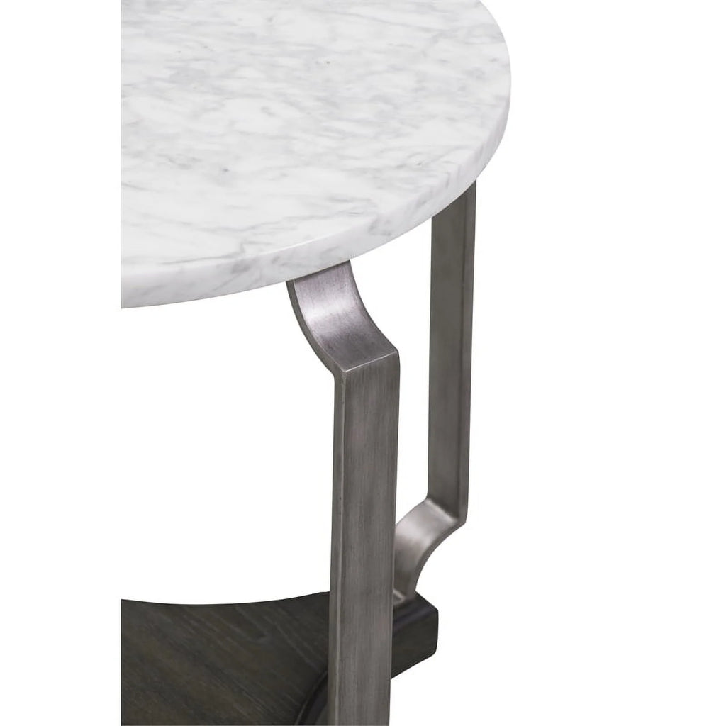 White Marble and Wood End Table M80134