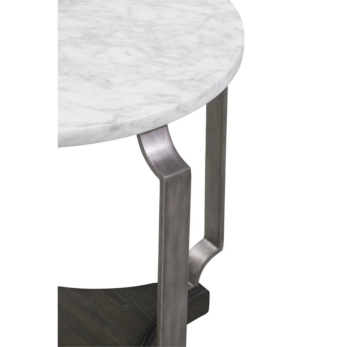 White Marble and Wood End Table M80134